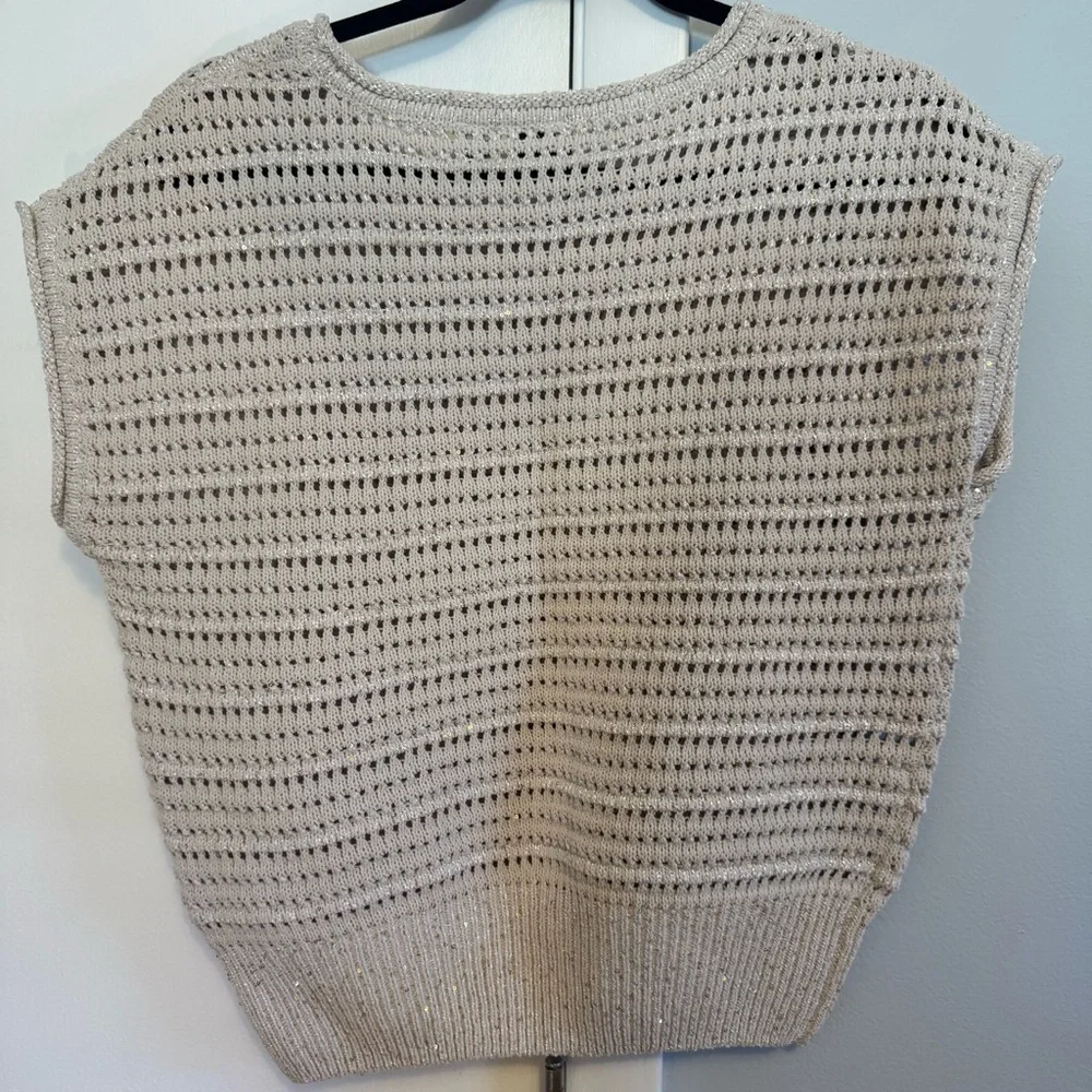 Joie Beige Bohemian Knit Sweater vest